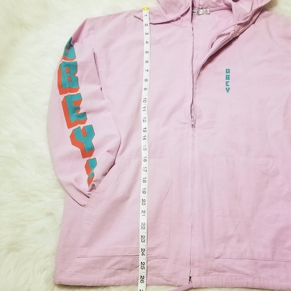 OBEY Worldwide Pink Lightweight Hoodie Jacket - Picture 7 of 8